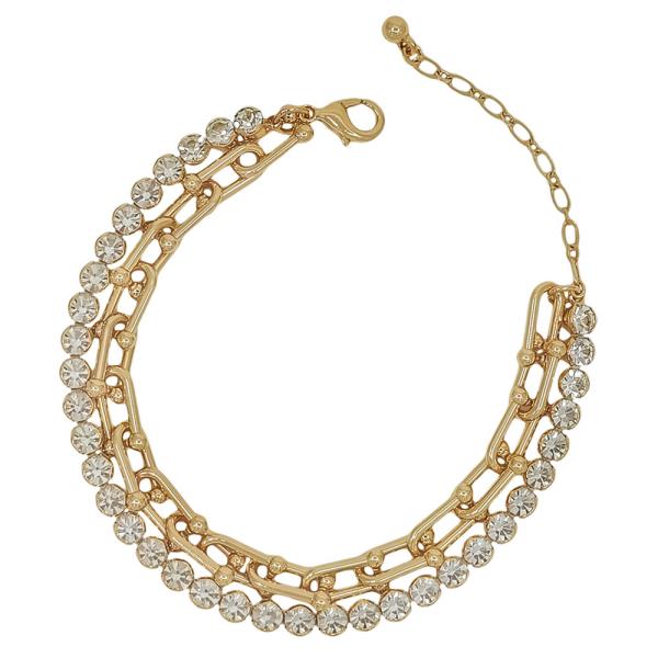 2 LAYERED TIFFANY CHAIN STONE ACCENT BRACELET