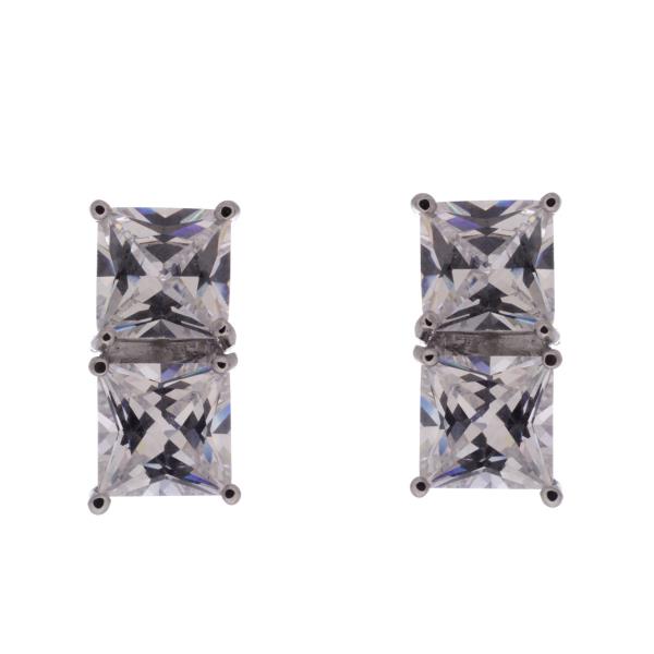 7MM SQUARE DOUBLE CZ EARRING