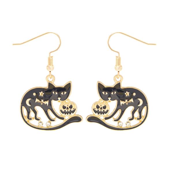 HALLOWEEN BLACK ACAT FISH HOOP EARRING