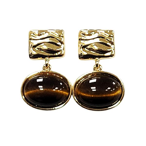 OVAL HAMMERED SQUARE EARRING