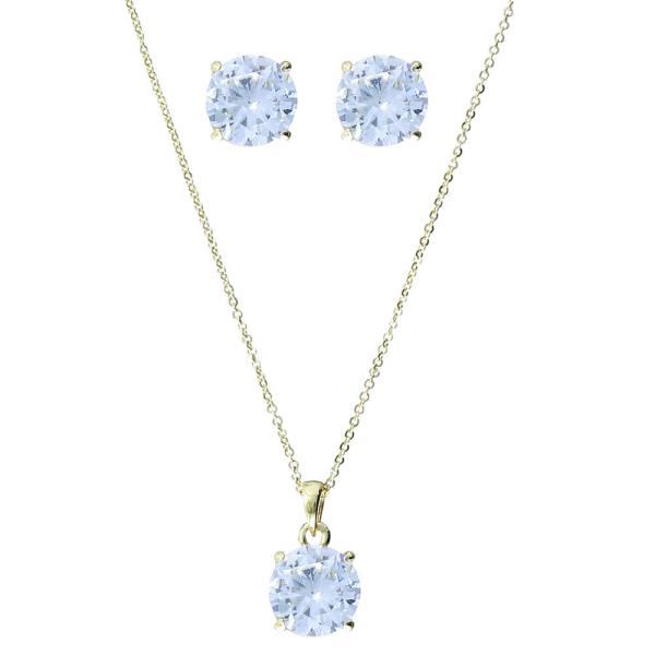 ROUND CZ NECKLACE EARRING SET