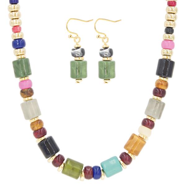 ACRYLIC TUBE NECKLACE EARRING SET
