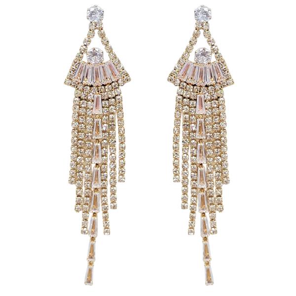 CZ RHINESTONE FRINGE CHANDELIER EARRING