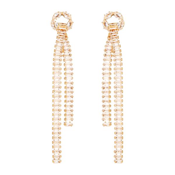 CZ ROUND TIE BAGUETTE EARRING
