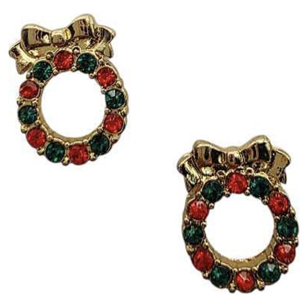 CRYSTAL WREATH BOW STUD EARRING