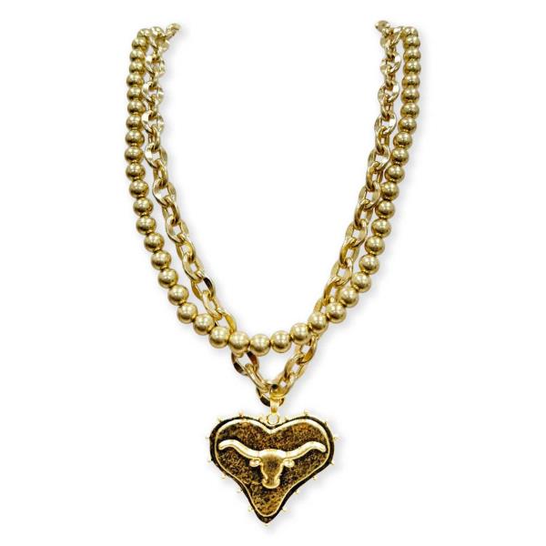LONGHORN HEART PENDANT NECKALCE