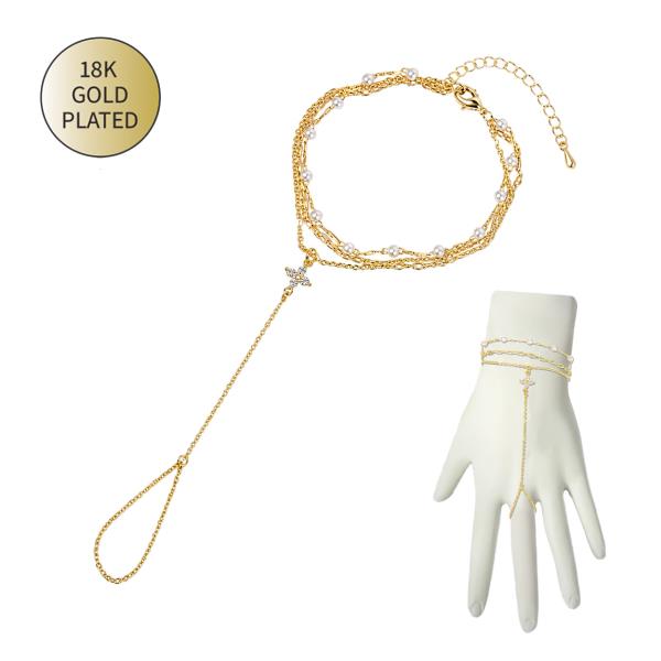 PEARL CLOVER HAND BRACELET