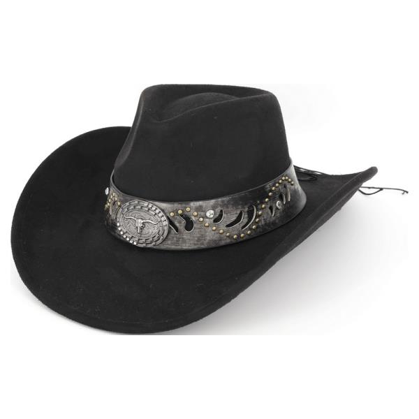 COWBOY HAT WITH WESTERN BULL SKULL