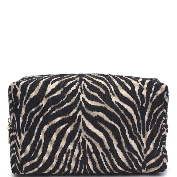 ZEBRA TEXTURED ZIPPER POUCH BAG