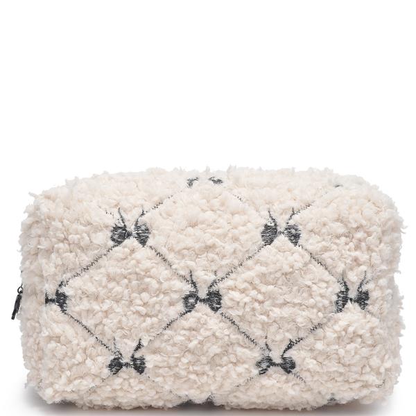 COZY SHERPA EMBROIDERED FUR POUCH BAG
