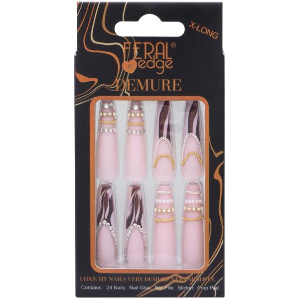 FERAL EDGE DEMURE DESIGN X LONG NAIL DECORATION SET