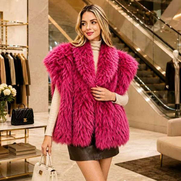 SHAGGY FAUX FUR OPEN FRONT VEST