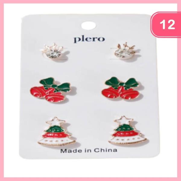 CHRISTMAS POST EARRING SET (12 UNITS)