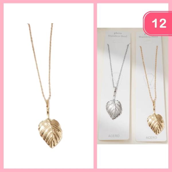 LEAF PENDANT NECKLACE (12 UNITS)