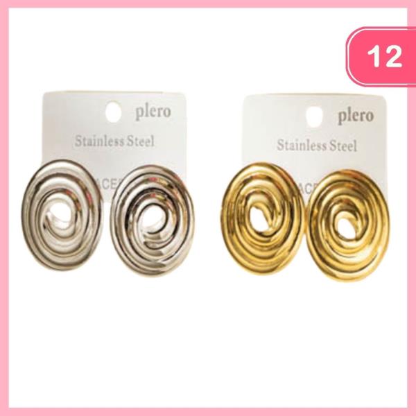 STAINLESS STEEL SWIRL POST EARRINGS (12 UNITS)