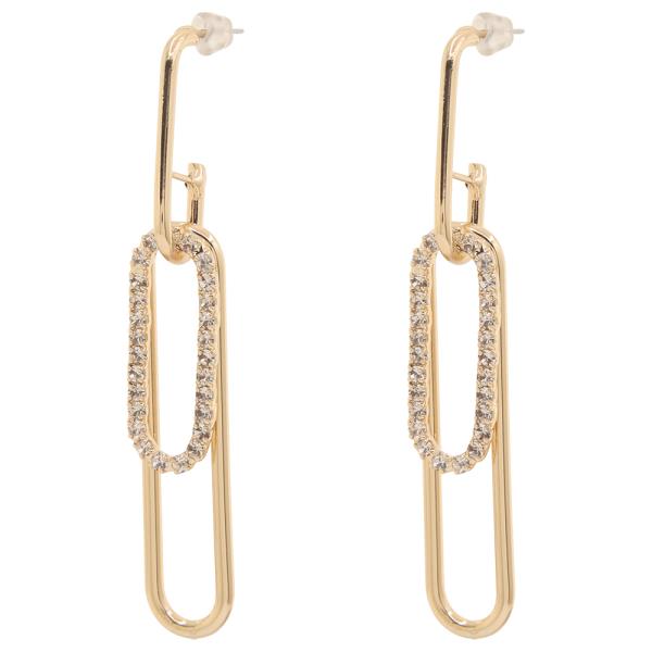 SDJ RHINESTONE METAL PAPER CLIP DROP EARRING