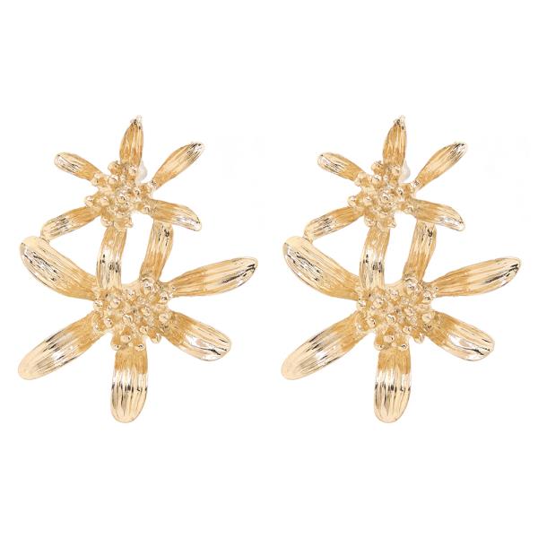 SDJ DOUBLE FLOWER TEXTURED EARRING