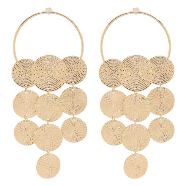 SDJ MULTI DISC CHANDELIER DANGLE HOOP EARRING