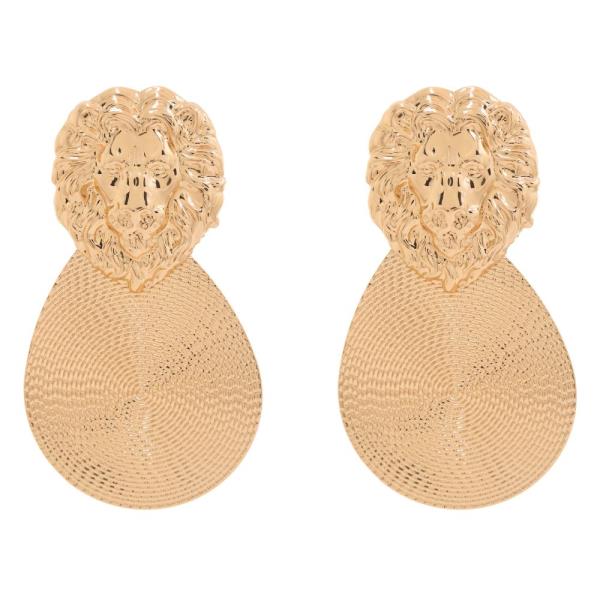 SDJ LION HEAD ROUND MESH DROP POST EARRING
