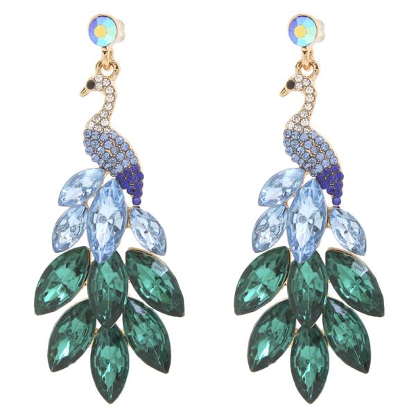 SDJ RHINESTONE COLORED PEACOCK CRYSTAL EARRING