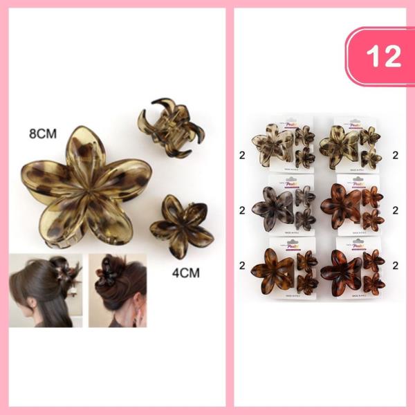 TORTOISE FLOWER HAIR CLAW CLIP (12 UNITS)