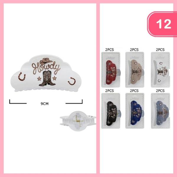 HOWDY WESTERN HAIR CLAW CLIP (12 UNITS)