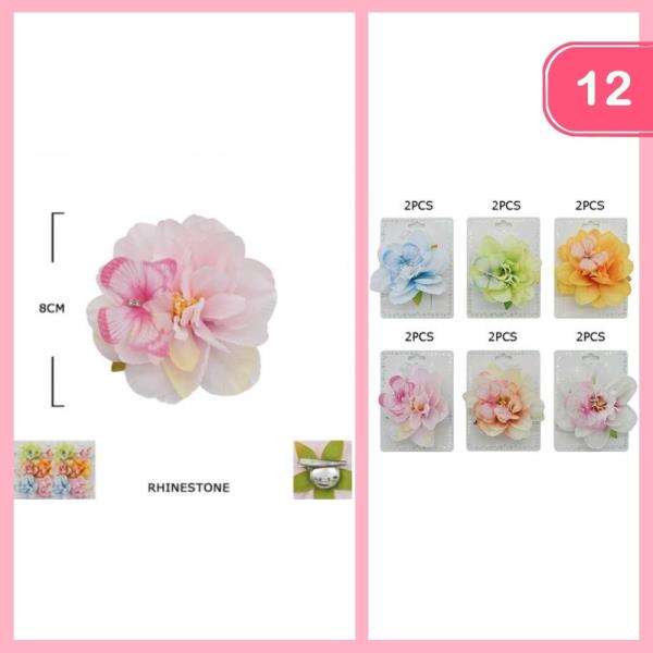 FLOWER RHINESTONE HAIR PIN (12 UNITS)