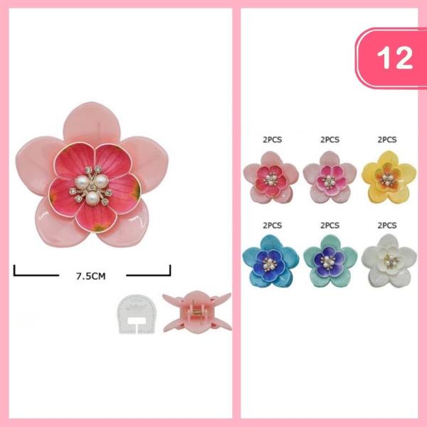 FLOWER HAIR CLAW CLIP (12 UNITS)