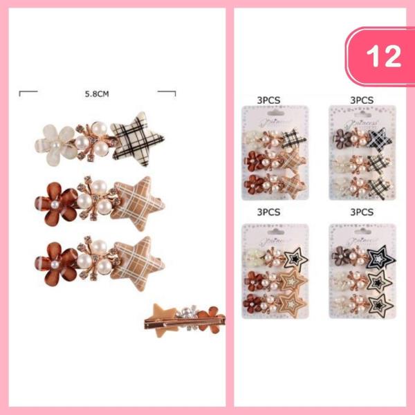 FLOWER PEARL HAIR PINS (12 UNITS)