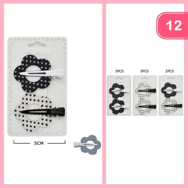 FLOWER POLKA DOT HIAR PINS (12 UNITS)