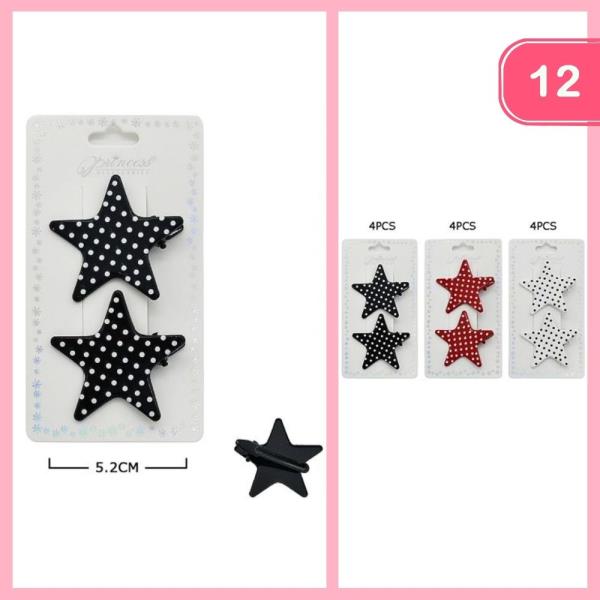 POLKA DOT STAR HAIR PINS (12 UNITS)