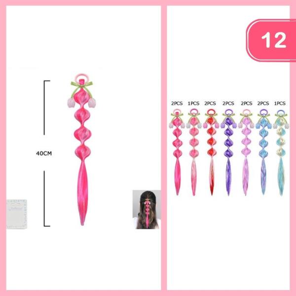 SYNTHETIC HAIR EXTENSION BUBBLE STYLE HAIR TIE (12 UNITS)