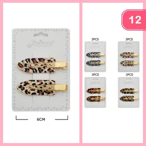 LEOPARD PRINT HAIR CLIP (12 UNITS)