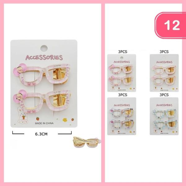 CUTE GLASSES HAIR PINS (12 UNITS)