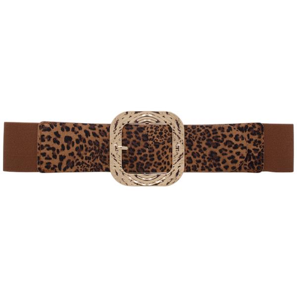 ANIMAL PRINT SQUARE BUCKLE ELASTIC BELT