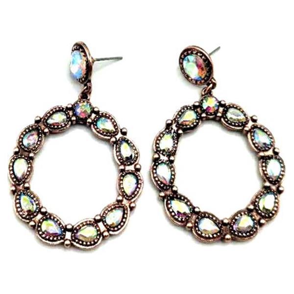 WESTERN CRYSTAL STONE CIRCLE DANGLE EARRING