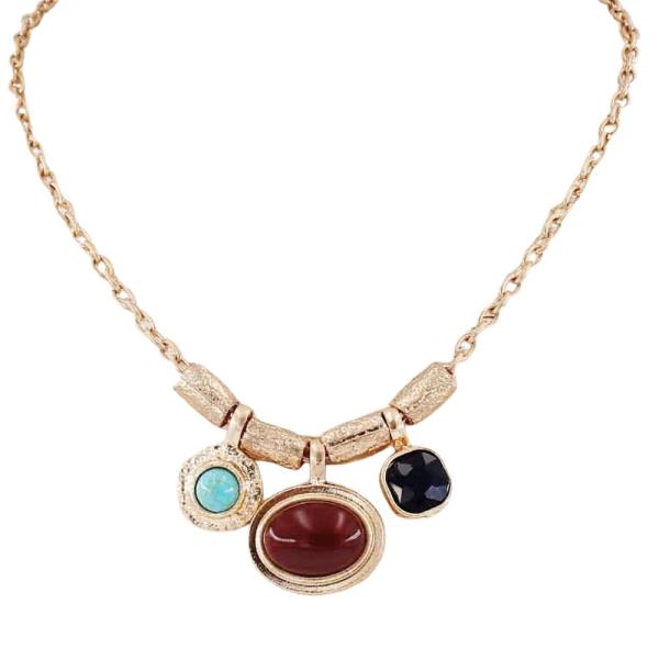 MIXED STONE MULTI CHARM NECKLACE