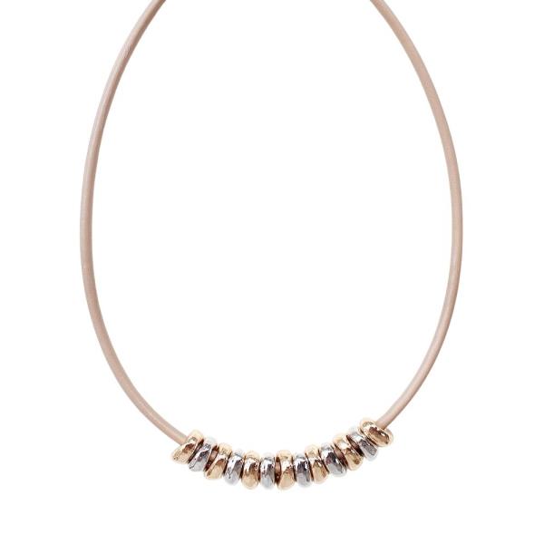 TWO TONE GRADUATED RING BEAD CORD NECKLACE