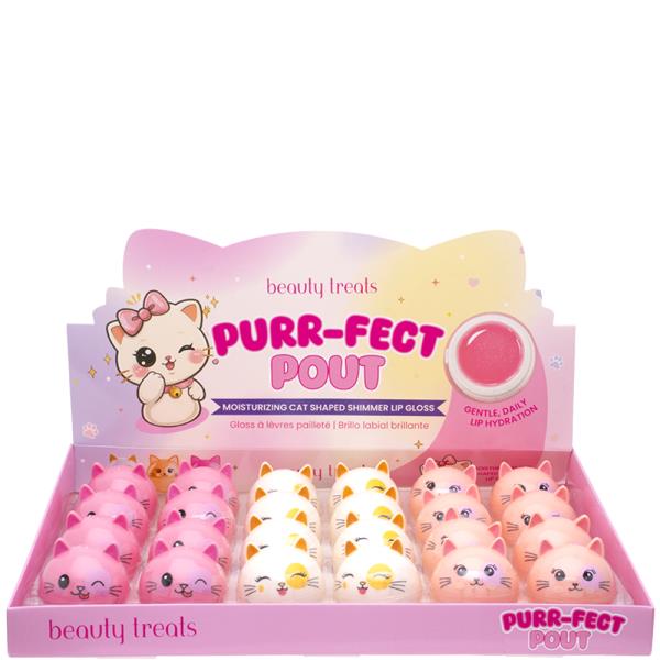 BEAUTY TREATS PURR FECT POUT MOISTURIZING CAT SHAPED SHIMMER LIP GLOSS (24 UNITS)