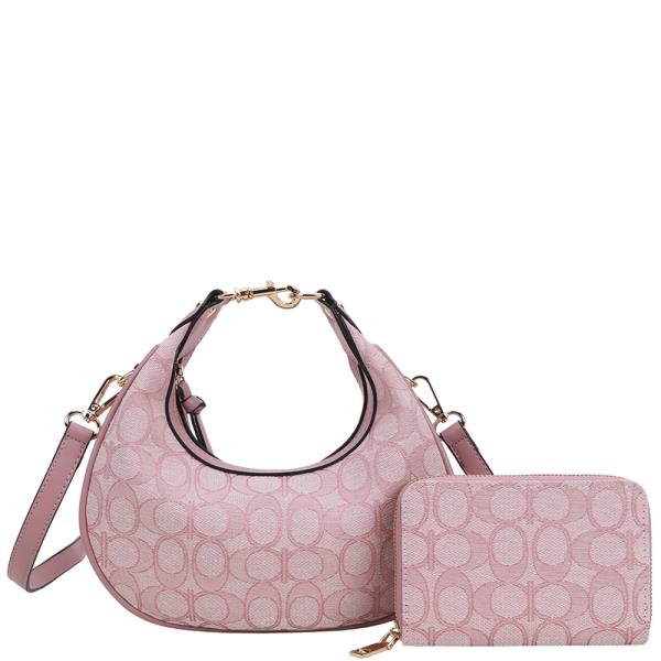 2IN1 ROUND OVAL MONOGRAM CROSSBODY W WALLET SET