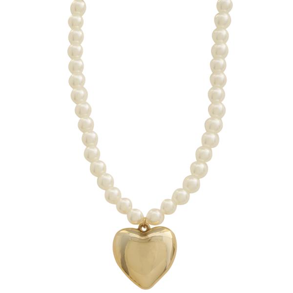 SDJ HEART PENDANT PEARL NECKLACE