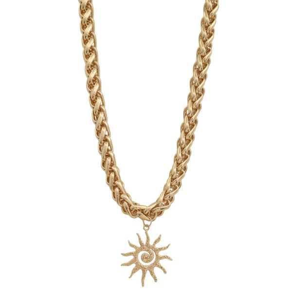 SDJ TEXTURED SWIRL SUN PENDANT CHAIN NECKLACE