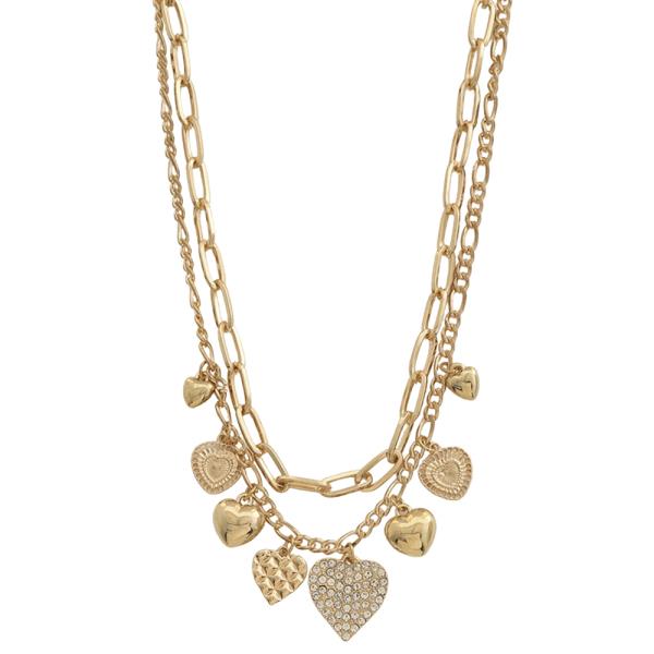 SDJ LAYER HEART CHARM LINK CHAIN NECKLACE