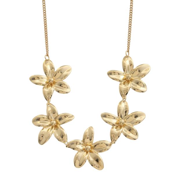 SDJ METALLIC FLORAL STATEMENT LINK NECKLACE