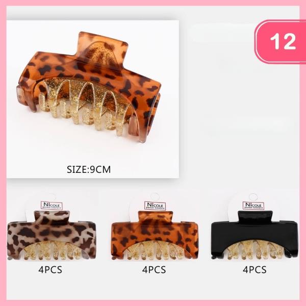 LEOPARD HAIR CLAW CLIP (12 UNITS)