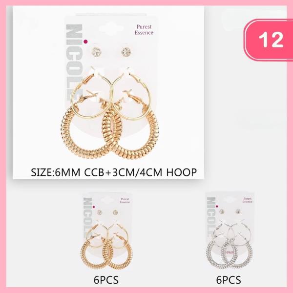 MIXED HOOP EARRING SET (12 UNITS)