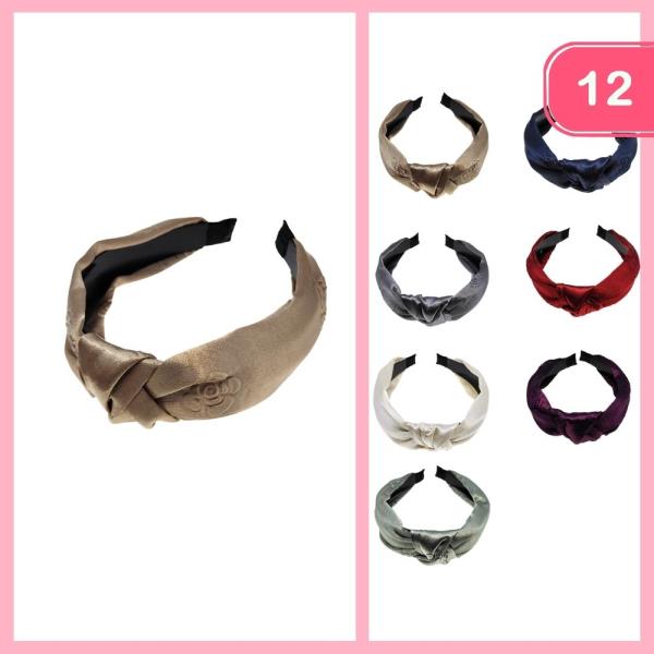 KNOTTED SILK LIKE FLOWER HEADBAND (12 UNITS)