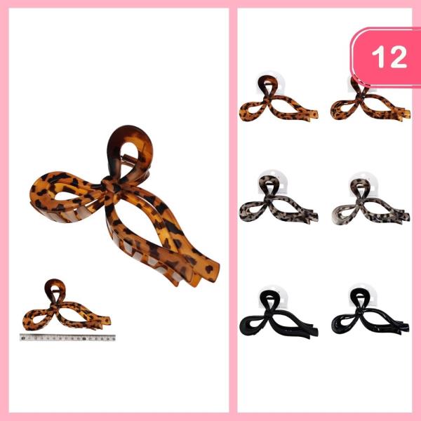 TORTOISE PATTERN BOW HAIR CLAW CLIP (12 UNITS)