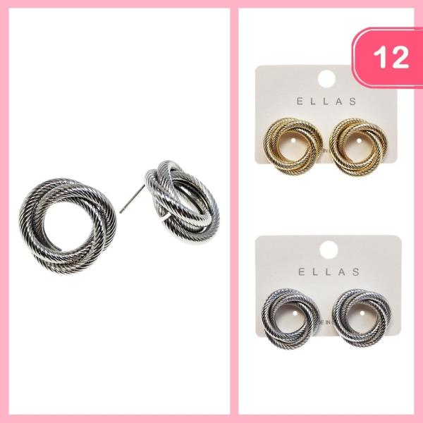 LAYERED ROUND POST EARRING (12 UNITS)