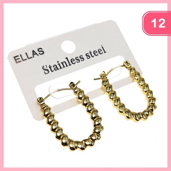 STAINLESS STEEL HOOP EARRING (12 UNITS)
